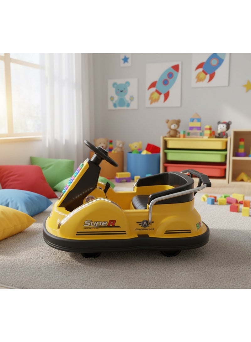 Deluxe electric flying saucer car for kids with remote control, multi-color LED lights, and Bluetooth music - 360-degree rotation technology and rocking mode for children aged 1 to 8 years. - Image 3